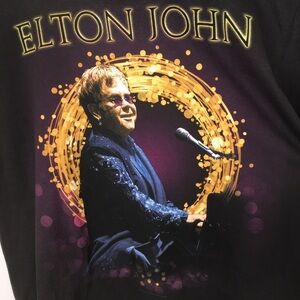Elton John World Tour 2017‎ Concert Tour T-Shirt Black Gold Size L Unisex Adult